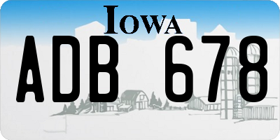 IA license plate ADB678