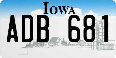 IA license plate ADB681