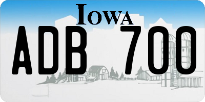IA license plate ADB700
