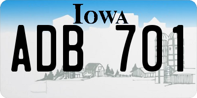 IA license plate ADB701