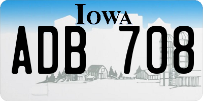 IA license plate ADB708