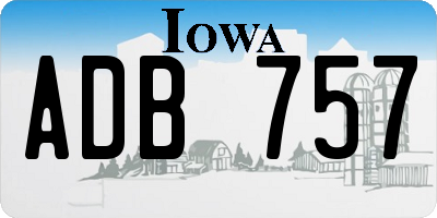 IA license plate ADB757