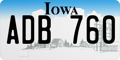 IA license plate ADB760