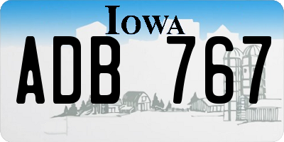 IA license plate ADB767