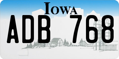 IA license plate ADB768