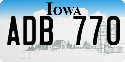 IA license plate ADB770