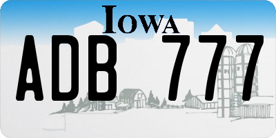 IA license plate ADB777