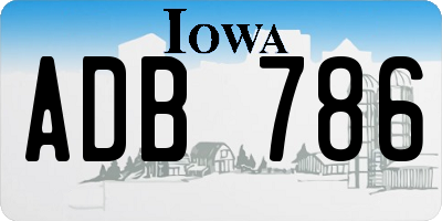 IA license plate ADB786