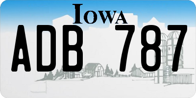 IA license plate ADB787