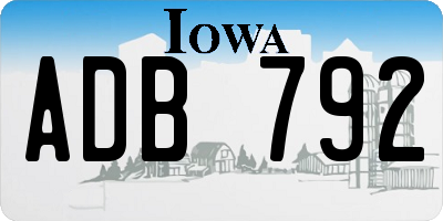 IA license plate ADB792