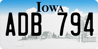 IA license plate ADB794