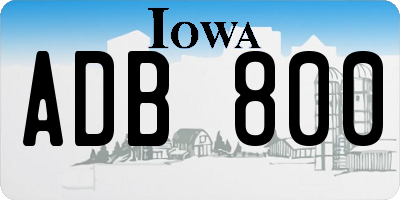 IA license plate ADB800