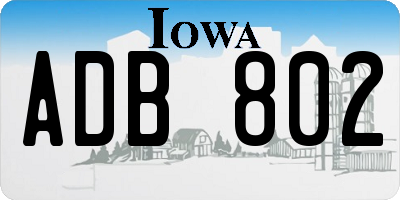 IA license plate ADB802