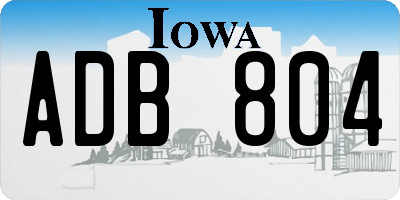 IA license plate ADB804