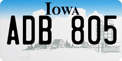 IA license plate ADB805