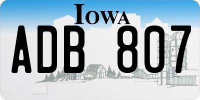 IA license plate ADB807