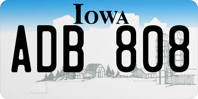 IA license plate ADB808