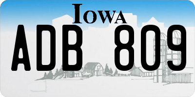 IA license plate ADB809