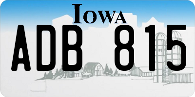 IA license plate ADB815