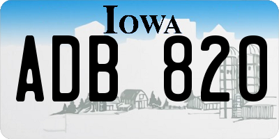 IA license plate ADB820