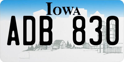 IA license plate ADB830