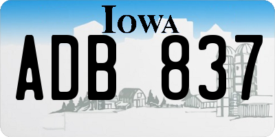 IA license plate ADB837