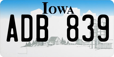 IA license plate ADB839