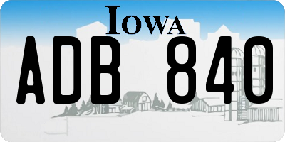 IA license plate ADB840