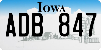 IA license plate ADB847