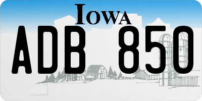 IA license plate ADB850
