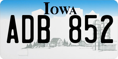 IA license plate ADB852