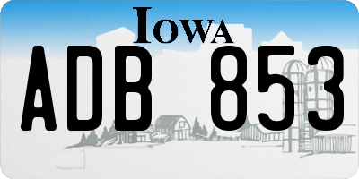 IA license plate ADB853