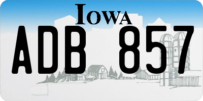 IA license plate ADB857