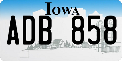 IA license plate ADB858