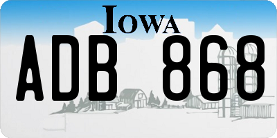 IA license plate ADB868