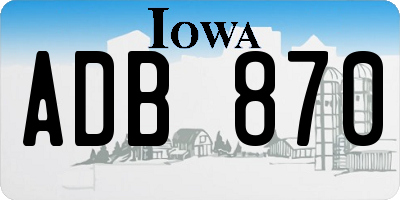 IA license plate ADB870