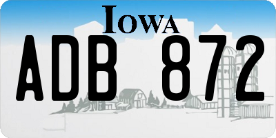 IA license plate ADB872