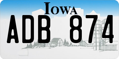 IA license plate ADB874