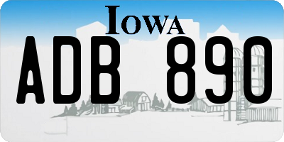 IA license plate ADB890