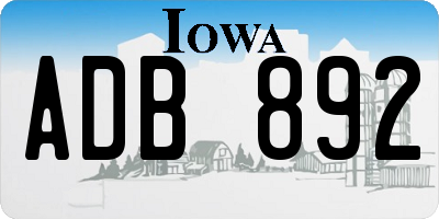 IA license plate ADB892