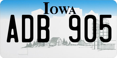 IA license plate ADB905
