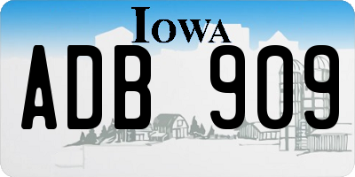 IA license plate ADB909
