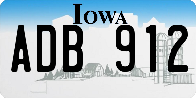 IA license plate ADB912