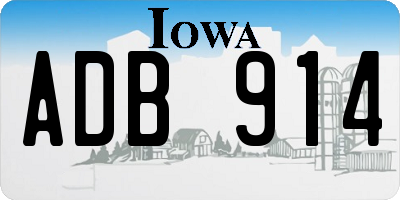 IA license plate ADB914