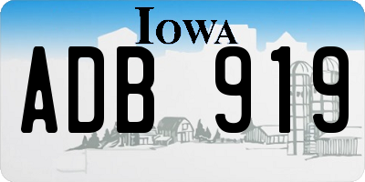 IA license plate ADB919