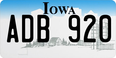 IA license plate ADB920