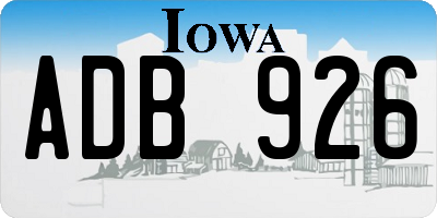 IA license plate ADB926