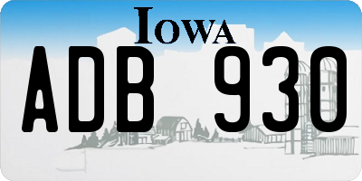 IA license plate ADB930