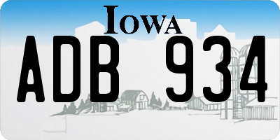 IA license plate ADB934