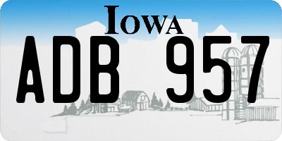 IA license plate ADB957